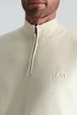 Kırık Beyaz Fermuarlı Merino Yün Activewear Triko - Thumbnail