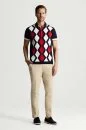 Lacivert Kırmızı Argyle Desen Triko Polo