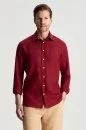 Koyu Kırmızı Saf Keten Spor Gömlek