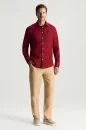Koyu Kırmızı Saf Keten Spor Gömlek