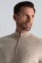 Kum Rengi Fermuarlı Merino Yün Activewear Triko - Thumbnail