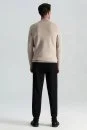 Kum Rengi Fermuarlı Merino Yün Activewear Triko - Thumbnail