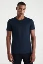 Bisiklet Yaka Lacivert Basic T-Shirt - Thumbnail