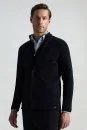 Extrafine Merino Lacivert Triko Blazer Ceket - Thumbnail