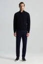 Lacivert Fermuarlı Merino Yün Activewear Triko - Thumbnail