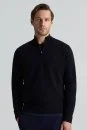 Lacivert Fermuarlı Merino Yün Activewear Triko - Thumbnail