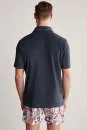 Lacivert Havlu Kumaş Polo Yaka T-Shirt - Thumbnail