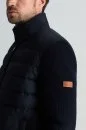 Kaz Tüyü Dolgulu Örgü Kol Lacivert Mont - Thumbnail
