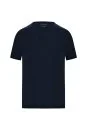 Saf Keten Lacivert Bisiklet Yaka T-Shirt - Thumbnail