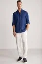 Lacivert Saf Keten Spor Gömlek