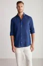 Lacivert Saf Keten Spor Gömlek