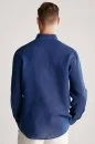 Lacivert Saf Keten Spor Gömlek