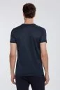 V Yaka Lacivert Basic T-Shirt