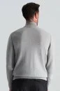Lambswool Yün Argyle Desenli Yarım Balıkçı Yaka Açık Gri Kazak - Thumbnail