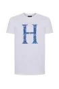 Logo Baskılı Kırık Beyaz Bisiklet Yaka Pamuk T-Shirt - Thumbnail