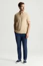 Lyocell Pamuk Kumaş Bej Polo Yaka T-Shirt