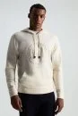 M Logolu Kapüşonlu Kırık Beyaz Hoody - Thumbnail