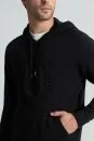 M Logolu Kapüşonlu Siyah Hoody - Thumbnail