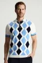 Mavi Beyaz Argyle Desen Triko Polo