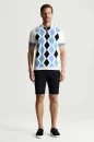 Mavi Beyaz Argyle Desen Triko Polo