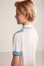 Mavi Beyaz Baklava Desen Çocuk Triko Polo - Thumbnail