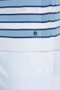 Mavi Çizgi Desenli Beyaz Triko Polo - Thumbnail