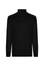 Boğazlı Slim Fit Siyah Merino Yün Triko - Thumbnail