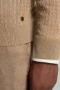 Merino Yün İpek Karışım Örgü Desen Bisiklet Yaka Camel Triko - Thumbnail