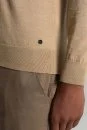 Merino Yün İpek Karışım Polo Yaka Yarım Fermuarlı Camel Triko - Thumbnail