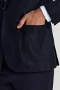 Merino Yün-İpek-Keten Karışım Lacivert Blazer Ceket