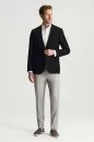 Merino Yün-İpek-Keten Karışım Siyah Blazer Ceket