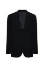 Merino Yün-İpek-Keten Karışım Siyah Blazer Ceket