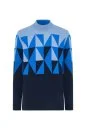 Merino Yün Lupetto Yaka Desenli Lacivert Triko - Thumbnail