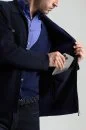 Merino Yün Metal Düğme Cepli Lacivert Triko Ceket - Thumbnail