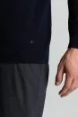 Merino Yün Yarım Balıkçı Yaka Desenli Lacivert Triko - Thumbnail