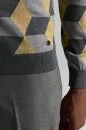 Merino Yünü Argyle Desen Lupetto Yaka Orta Gri Triko - Thumbnail