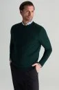 Merino Yünü Bisiklet Yaka Koyu Yeşil Triko Kazak - Thumbnail