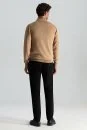 Merino Yünü Polo Yaka Camel Triko - Thumbnail