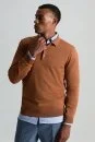 Merino Yünü Polo Yaka Konyak Rengi Triko - Thumbnail