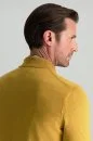 Merino Yünü Polo Yaka Yarım Fermuarlı Sarı Triko Kazak - Thumbnail