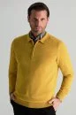 Merino Yünü Polo Yaka Yarım Fermuarlı Sarı Triko Kazak - Thumbnail