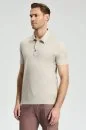 Merserize Pamuk Açık Bej Polo Yaka T-Shirt
