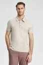 Merserize Pamuk Açık Bej Polo Yaka T-Shirt
