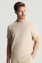 Merserize Pamuk Bisiklet Yaka Bej Basic T-Shirt