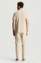Merserize Pamuk Bisiklet Yaka Bej Basic T-Shirt