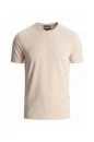 Merserize Pamuk Bisiklet Yaka Bej T-Shirt