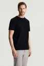 Merserize Pamuk Bisiklet Yaka Siyah Basic T-Shirt
