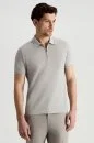 Merserize Pamuk Fermuar Detaylı Açık Gri Triko Polo