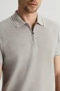 Merserize Pamuk Fermuar Detaylı Açık Gri Triko Polo