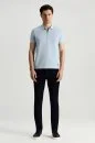 Merserize Pamuk Fermuar Detaylı Açık Mavi Triko Polo